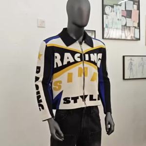 Custom  Men Sweater Casual Knitwear Winter Zipper Jumper Graphic Design Pattern Coat Vintage Racing Knitted Sweater for Men