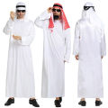 Người Đàn ông áo choàng hồi giáo thobe saudi Arab Tay áo dài Robe với khăn phù hợp với hóa trang Halloween Trung Đông Arab hoàng tử Trang Phục Cosplay cho nam giới trưởng thành. 