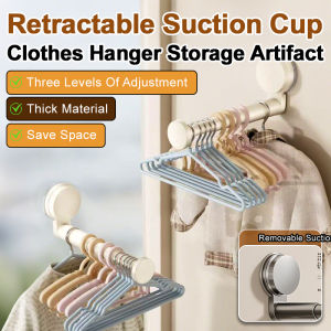 JMY Adjustable Suction Cup Hanger Wall Mounted Space Saving Retractable Closet Organizer