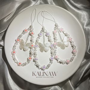 KALINAW Whimsical Fairy Butterfly Flower Sago Beads Beaded Keychain/ Phone Lanyard