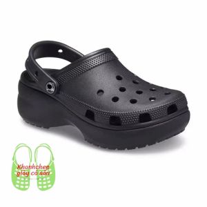 Dép Classic Sandal Crush Clog nữ đế cao 5cm  dạng sục tặng 10 Jib NGẪU NHIÊN - Hàng chính hãng- Màu Đen