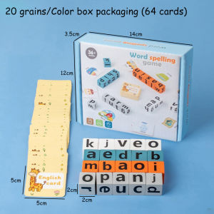 64 Cards/20 Letters Spelling Words/Parent-Child Game/Puzzle Game Building Blocks Toys/Early Learning Tabletop Game