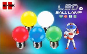 HI-TEK LED ECO SERIES หลอดปิงปอง 1W E27 สีแดง เขียว เหลือง น้ำเงิน ขาว แสงนวล