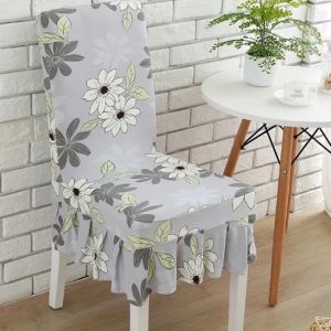 Printed Skirt Chair Cover Universal Dining Chair Cover Elastic Anti-Dirty Seat Protector Home Decor