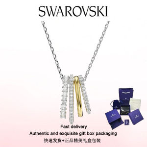 ♈Swarovski♈ Stylish Womens Jewelry The New S925 sterling silver mixed cut white diamond hyperbola pendant necklace Valentines Day gifts birthday gifts Free genuine gift box