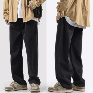 Lelaki Korea Fashoins Harem Biru Seluar Jeans Longgar Longgar Lelaki Hiphop Seluar Lurus Vintaj HarajuJeans Longgar Denim Berkualiti Tinggi