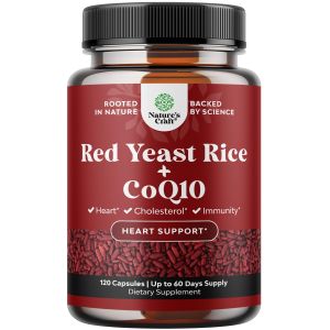 Red Yeast Rice with CoQ10 Supplement - Extra Strength Red Yeast Rice 1200 mg. CoQ10 100 mg Capsule Per Serving - Heart Health Supplement