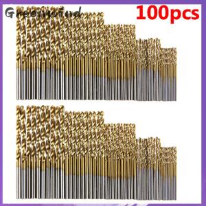 【Greenwind】 100 50pcs Titanium Coated HSS High Speed Steel Drill Bit Set Tool