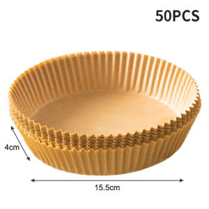 Christmas gift 【AYLMER】 25 50pcs Air Fryer Disposable Paper Liners Basket Non-Stick Oil-Proof Parchment Round Airfryer Baking Paper Kitchen Accessories