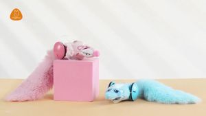 Migipaws Automatic Cat Toys Plush Cat Mouse Toy Interactive Toy for Indoor Cats Smart Moving Kitten Toy Rechargeable (Pink)