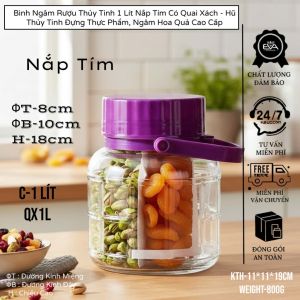 Hũ Thủy Tinh 1L Nắp Đỏ Họa Tiết Hoạt Hình - Bình QX1L Ngâm Sâm Ngâm Đồ Uống Có Quai Cầm Tiện Lợi