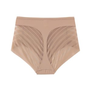 High Waist Briefs Women Seamless Panties Tummy Control Shapewear Ice Silk Glossy Soft Underwear