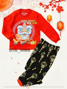 Stelan Baju Anak Gong Xi Fa Cai Lengan Panjang Motif Hanfu Desain Terbaru Usia 3 Bulan - 10 Tahun Bahan Katun - Fashion