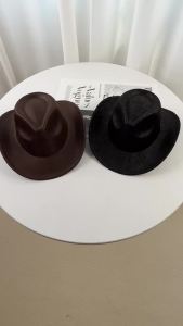 New Western Cowboy Hat Faux Leather Vintage Gentleman Jazz Hats for Men Women Panama Cowgirl Hat Sombrero Hombre