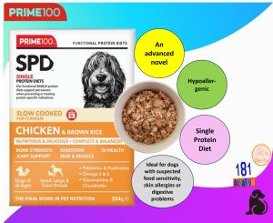[354g] PRIME 100 SPD Kangaroo & Pumpkin | SPD Chicken & Brown Rice | SPD Salmon & Pumpkin | NPD+ Crocodile & Algae Oil | Dog Wet Food | For Dogs