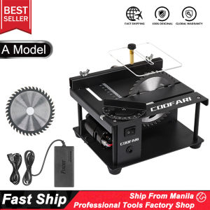 COOFARI Table Saw Mini Desktop Electric Saw Cutter Speed Angle Adjustable Cutter for Wood Plastic Acrylic 12 24V 200W