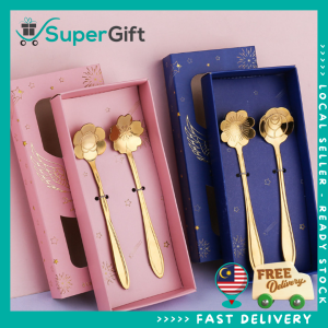 Gold Flower Spoon Set - Elegent Sakura Sunflower & Rose Design with Gift Box