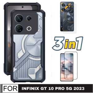 PROMO PAKET 3 INC 1 CASE INFINIX GT 10 PRO 5G / HOT 12 PLAY / HOT 12 PLAY NFC Ultra Slim Shockproof Transparent Premium Softcase Anti Fall