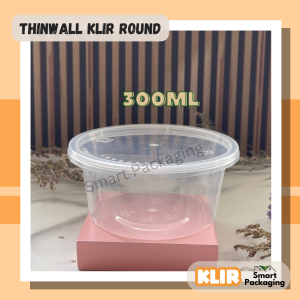 [ISI 25 PCS] Thinwall KLIR Round 300ml 400ml 450ml 500ml / Mangkok Plastik Datar / Mangkuk Makan / Round Bowl / Plastik Bekal Sekali Pakai