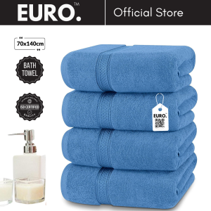 𝐄𝐔𝐑𝐎. Grey Bath Towel 550gram 100% Cotton Hotel Quality 70x140cm Water Absorbent