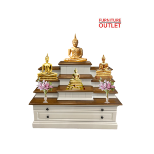 โต๊ะหมู่บูชา 1.20 ม. - ไม้ยางพารา+ท็อปไม้สัก | หิ้งพระ/โต๊ะวางพระ/โต๊ะหมู่บูชา Modern/โต๊ะหมู่ 9/แท่นวางพระ/ตู้วางพระ