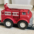 Big Red Fire Engine Truck with Ladder for Toddlers Push and Go Toy Car for Kids Durable Plastic Material Plastic Vehicle Truck for Kids Boys Girls Imaginary Play Birthday Gift. 