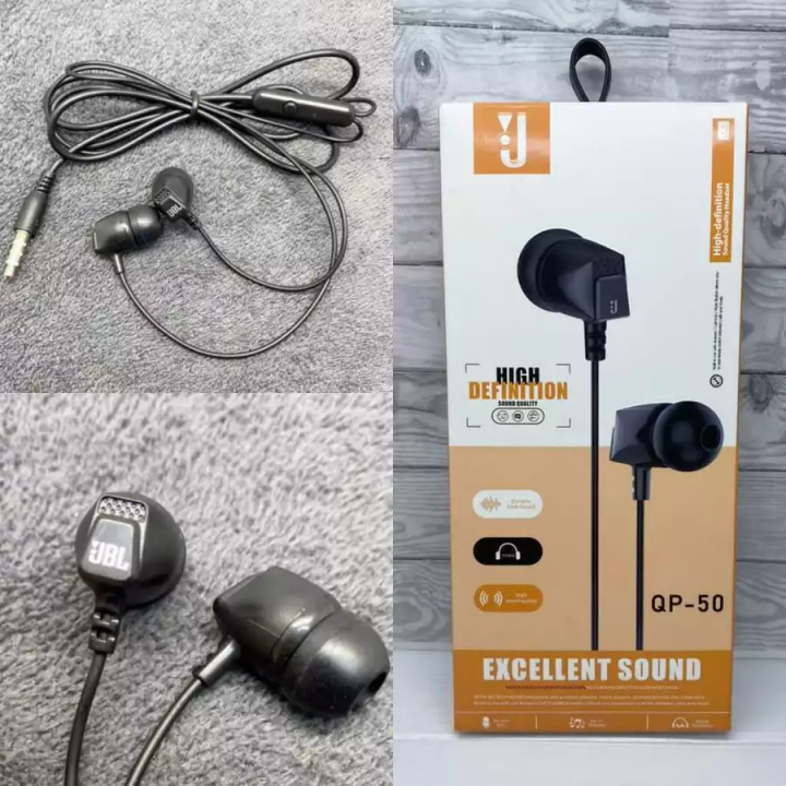 HF Headset JBL QP-50 Earphone Musik Super Bass dengan Pengaturan Volume  Desain Logam Lazada Indonesia