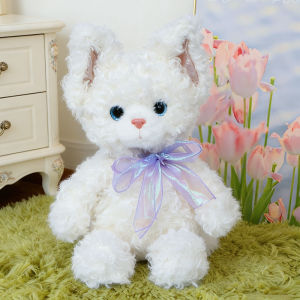 New Lovely Devon Cat Plush With Bow Soft Stuffed Animal Toy Fluffy Huggable Creative Birthday Christmas Gift Cute Room Decor h260820