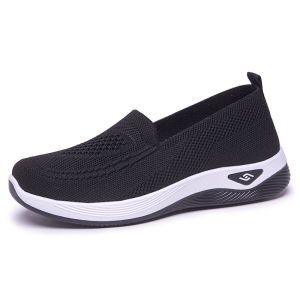 Best Sellers Women Korean Style Slip On Shoes Lightweight Low Cut Flat Comfort Casual Black Rubber Walking Shoes For Women On Sale