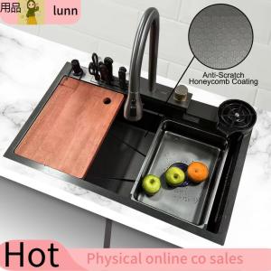 lunn  Anti-ScratchStainless Steel Waterfall Kitchen SinkPull-Out TapCup Washer防刮不锈钢洗碗盆飞雨龙头抽拉水龙头洗杯器Anti Calar