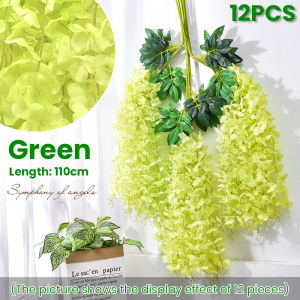 12Pcs Artificial Wisteria Flowers Wisteria Buatan Bunga Rotan Sutera Bunga String Hanging Garland Vine untuk Rumah Taman Hiasan Perkahwinan