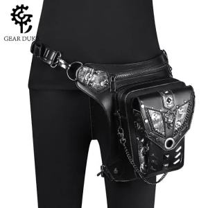 s new womens bag European and American punk chain bag skull motorcycle style womens shoulder bag crossbody bag waist bag for men