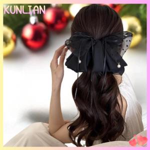 [KUNLIAN] Sweet Sequin Lace Butterfly Knot Hair Clip Womens New 2025 Half-Up Ponytail Hair Grips Shark Fin Hair Clips Stylish Hair Access