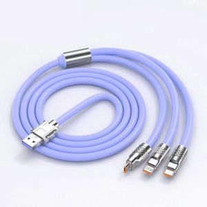 3 In 1 USB Cable 120w 6A Fast Charging Cable Type C Micro USB Charging Cord For Iphone Huawei Xiaomi Samsung Phone
