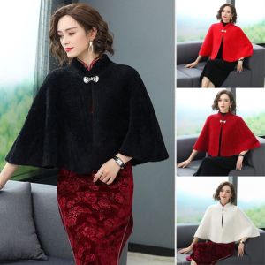 ZYJC Thicken Imitation Mink Velvet Shawl Luxury Autumn Winter Short Sweater Shawl Womens Fashion Elegant Outerwear Coat Wedding Party Evening Dresses