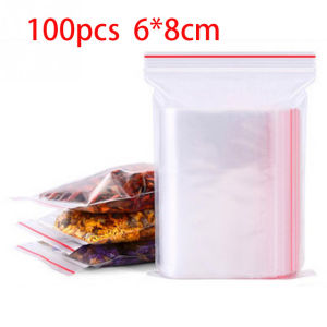 100Pcs/pack Resealable Zipper Packaging Bags Self Seal Clear Plastic Bag Vacuum Reusable Food Storage Package Fresh Bag