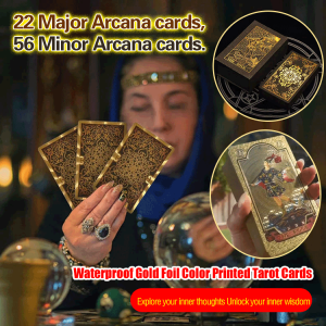 Tarot Cards Gold Foil Waterproof Tablecloth Instructions Board Game Set Caro