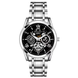 【In Stock 】Hot Selling Mens Watch Hollow Fashion Calendar Watch Steel Band High Quality Quartz Watch Jam Tangan Lelaki 男士手表