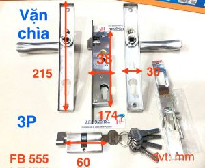 Khóa tay gạt inox KSAITE - FB555 dành cho cửa nhôm hệ 700 sắt hộp 3x6cm - Bảo hành 1 năm