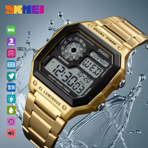 SKMEI 1335 Mens Sports Watch Dual Time Daily Alarm Snooze Hourly Chime Timed Reminder Chronograph Countdown Calendar 50m Waterproof Backlight