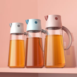 Oil Dispenser Glass Bottle Vinegar Stainless Steel Oil Nozzle Auto Flip Cap 550ml 650ml