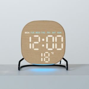 FOUNDTWO Round/Square Digital LED Clock Plastic Temperature Display Alarm Clock Creative Minimalist Desk Mute Clock Bedroom