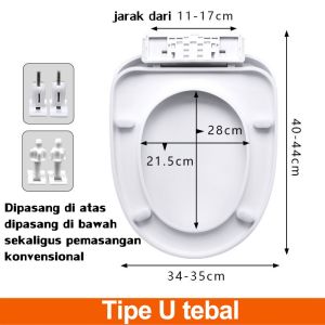 💥Tebal 5 Lapis💥CHENGJIA tutup closet duduk tutup wc duduk semua merek Toilet Cover Penebalan 5 lapis pemasangan peralatan gratis Berlaku untuk semua jenis toilet U\V\O opsional(tutup closet wc jongkok tutup kloset duduk tutup toilet duduk)