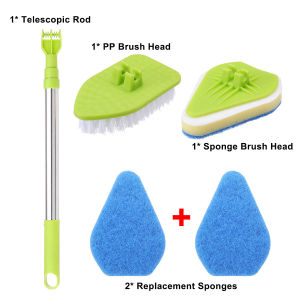 TSTT Multi-Purpose Cleaning Scrub Brush Telescopic Bathtub Cleaner Window Cleaner For Clean Bathroom Kitchen Brush Tile Brush Sponge Brush Floor Brush Cleaning Tools Set
