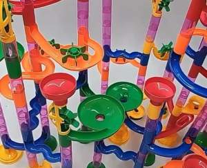 Marble Run with Domino DIY Play Set Children Toy Game Race Maze Ball Track Building Block Kids Gift | Mainan Blok Kanak