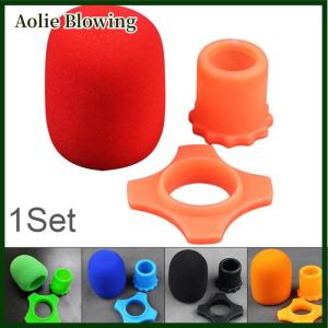 Aolie Microphone Anti-Roll Anti Skid Case with Microphone Sponge Cover Set Mic Protection Silicone Ring Bottom Rod Sleeve Holder