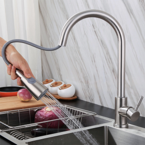 304 Kran Sink Tarik Sprayer Keran Cuci Piring Fleksibel Stainless Kran Sink Cuci Piring Kitchen