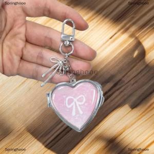 [COD] Springhooe Y2K Trendy Heart Folding Mirror Keychain Sweet Cool Metal Keyring Makeup Mini Mirror Fashion Bag Pendant Girly Gifts
