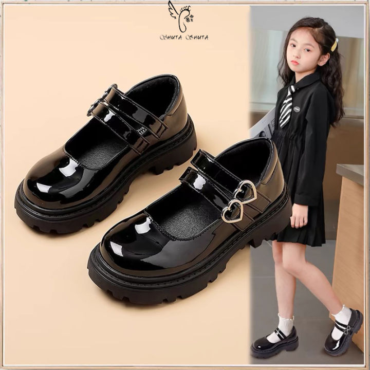Black Shoes #606 Girls School Shoes Rubber Black Shoes (add one