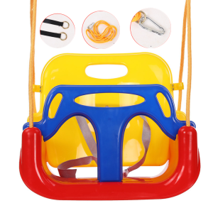 Strong Bearing 200kg Kids Safe 3 in 1 Multifunctional Colorful Comfortable Swing Baby Plastic Secure High Back Swing Seat Indoor Outdoor Kids Chair Baby Swing Basket Swing Hanging Toy Garden Kids Hanging Seat Toys with Height Adjustable Ropes Rope Hook